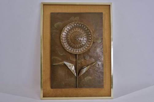 Giovanni Schoeman sculpture, Sunflower, cold-cast bronze 1970`s